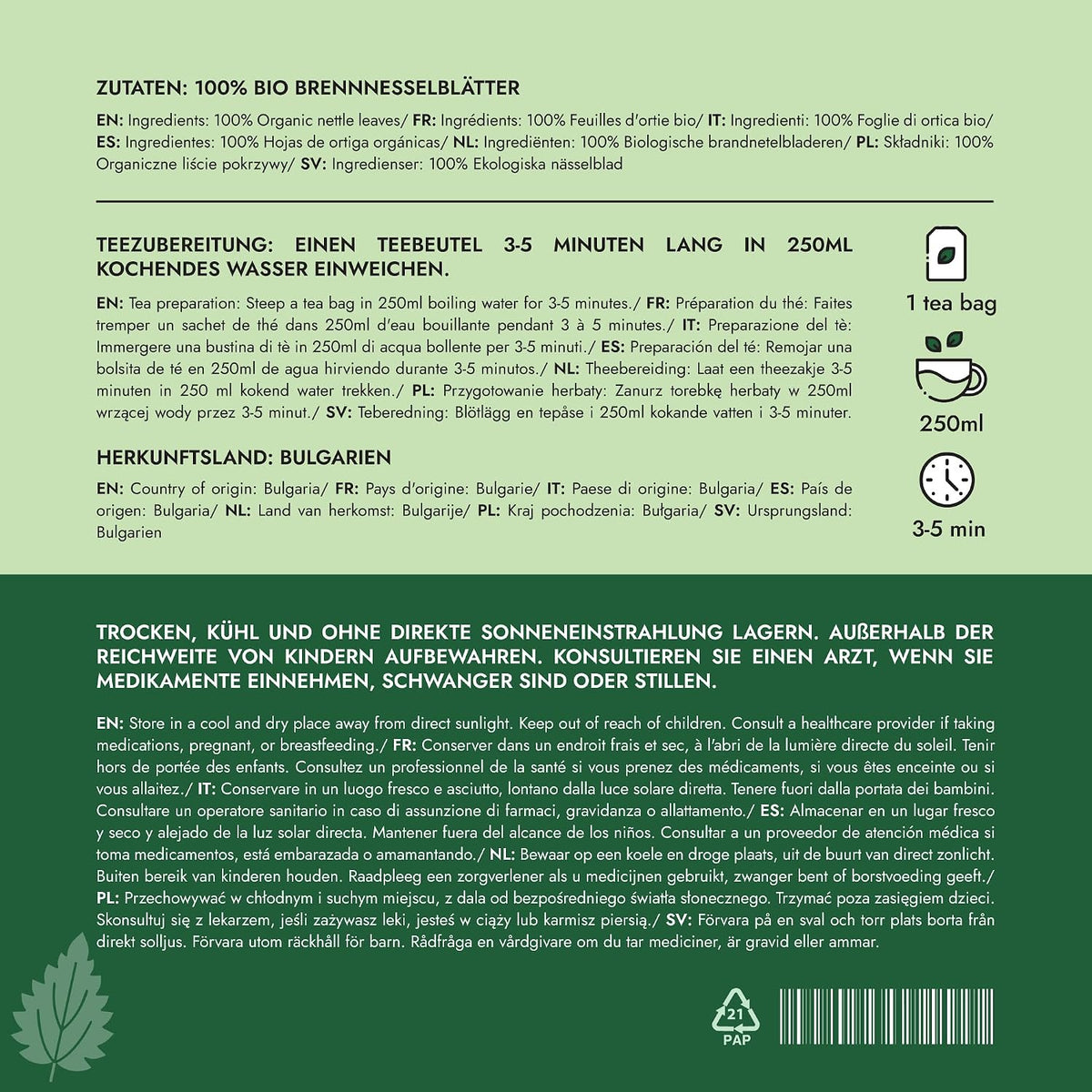 Alpi Nature Organic Nettle Tea 120 Bags (6 x 20) - view 2