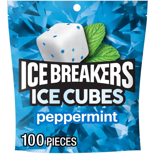 Ice Breakers Ice Cubes Peppermint Sugar-Free Chewing Gum, 100 Count