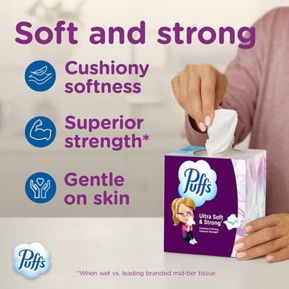 Puffs Ultra Soft Non-Lotion Facial Tissues, 10 Cube Boxes, 56 Tissues Each - view 2