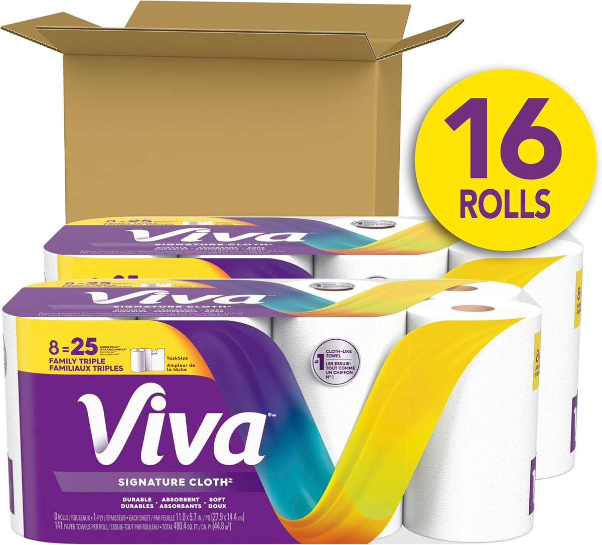 Viva Signature Cloth Paper Towels, 16 Family Triple Rolls - view 2
