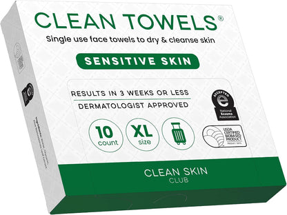 Clean Skin Club Sensitive Skin Clean Towels XL, 10 Count