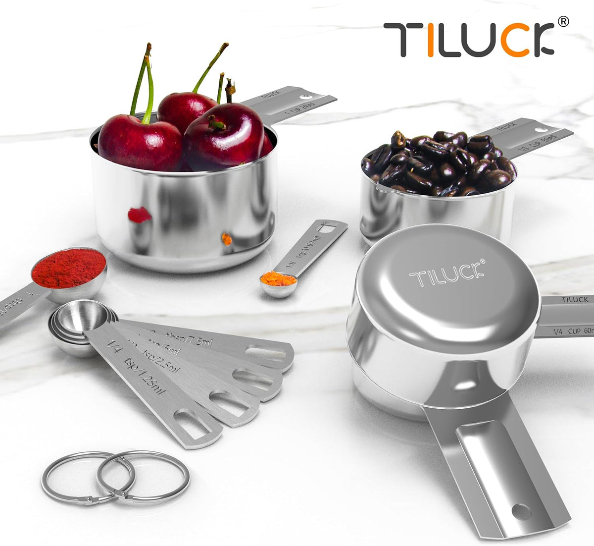 TILUCK Stainless Steel Measuring Cups and Spoons Set, 10 Piece - view 6