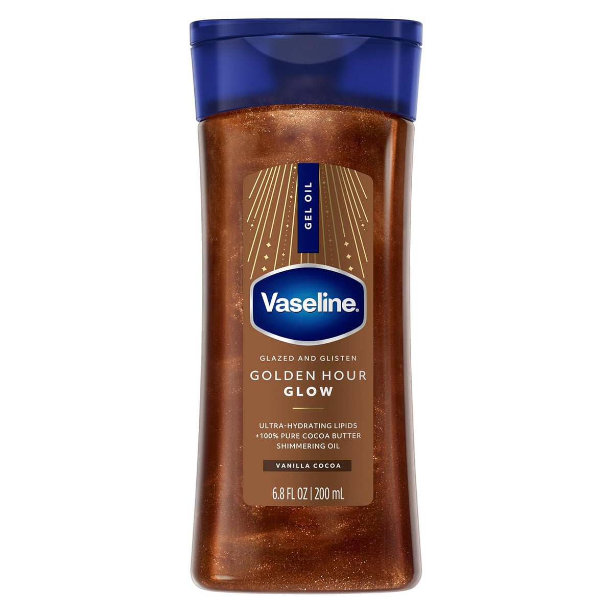 Vaseline Glazed & Glisten Golden Hour Shimmering Body Gel Oil, 6.8 oz — product view