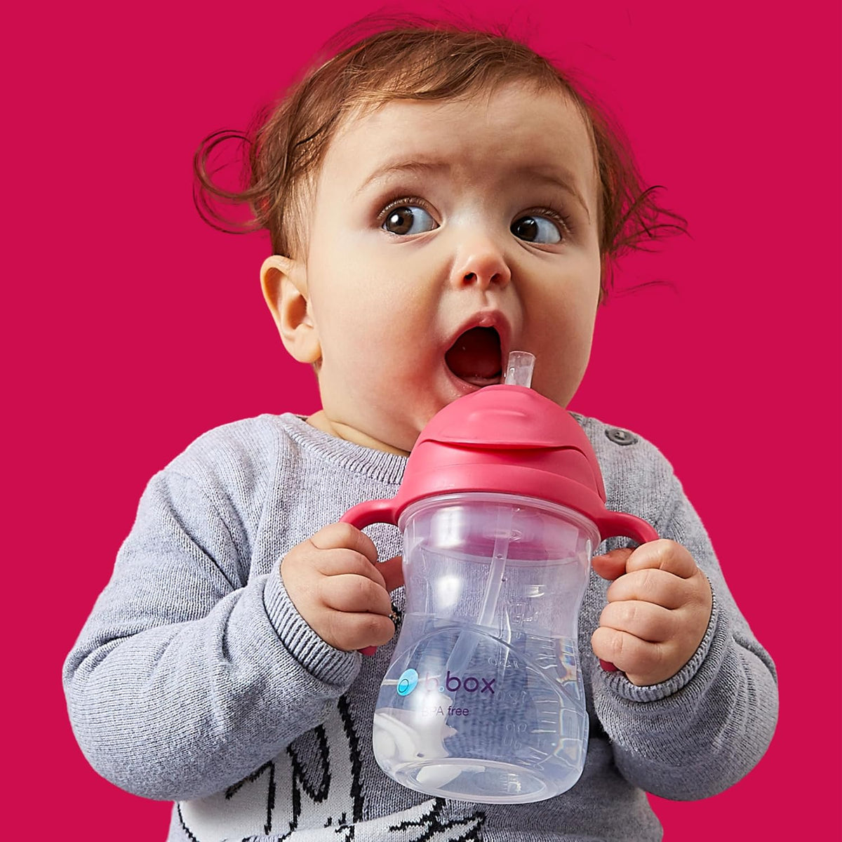 b.box Sippy Cup with Weighted Straw 240 ml (8 oz) Raspberry - view 2
