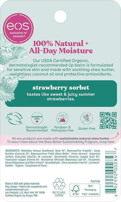 eos Smooth Sphere Lip Balm, Strawberry Sorbet, 0.25 oz (7 g) - view 2