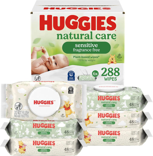 Huggies Natural Care Sensitive Unscented Baby Wipes, 6 Packs, 288 Wipes