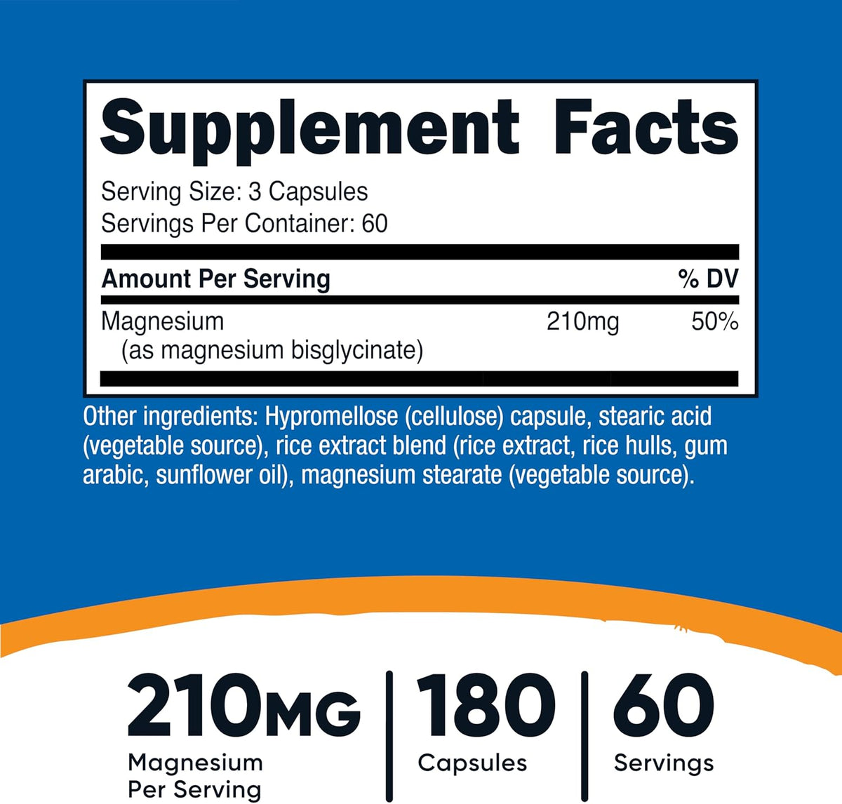 Nutricost Magnesium Glycinate, 210 mg per Serving, 180 Capsules - view 2