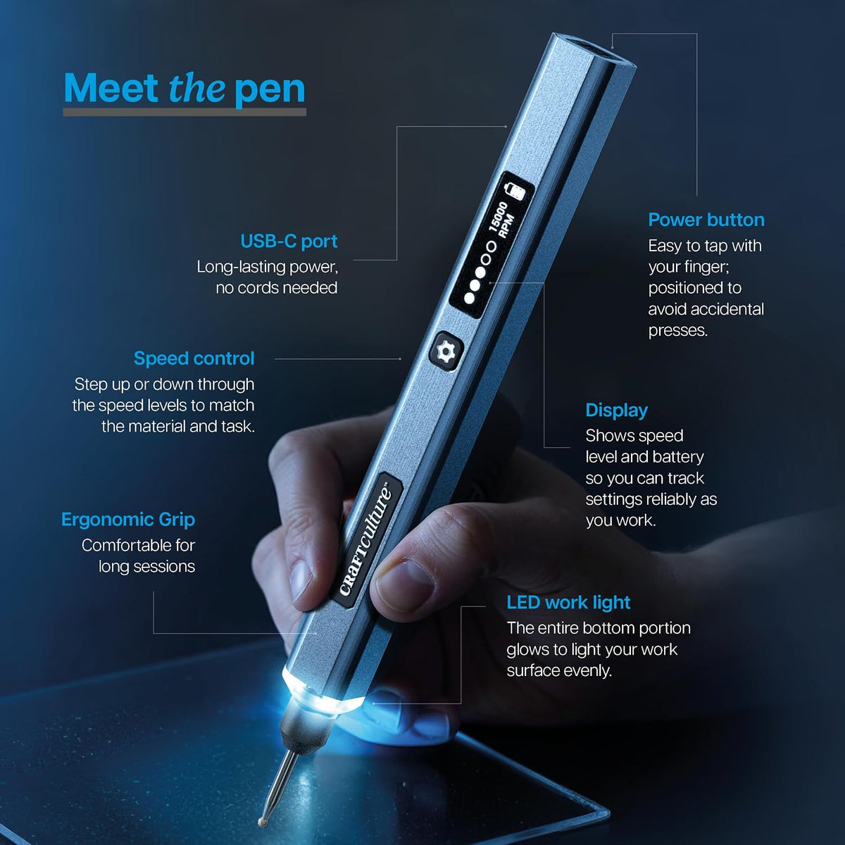 Craft Culture EtchMate Cordless Engraving Pen Kit with 31 Bits - view 3