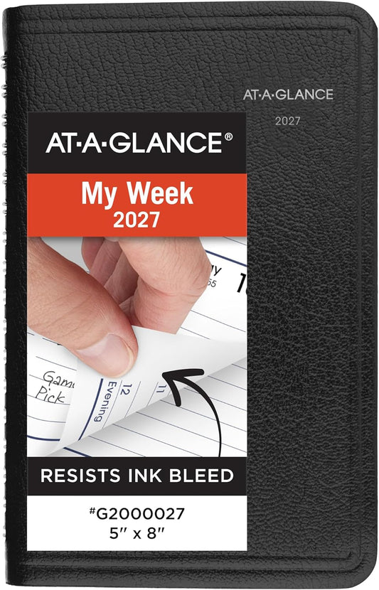 AT-A-GLANCE 2027 DayMinder Weekly Appointment Book, 5 x 8, Black