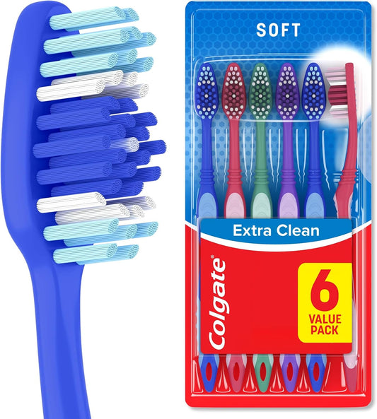 Colgate Extra Clean Soft Adult Toothbrushes, Pack of 6
