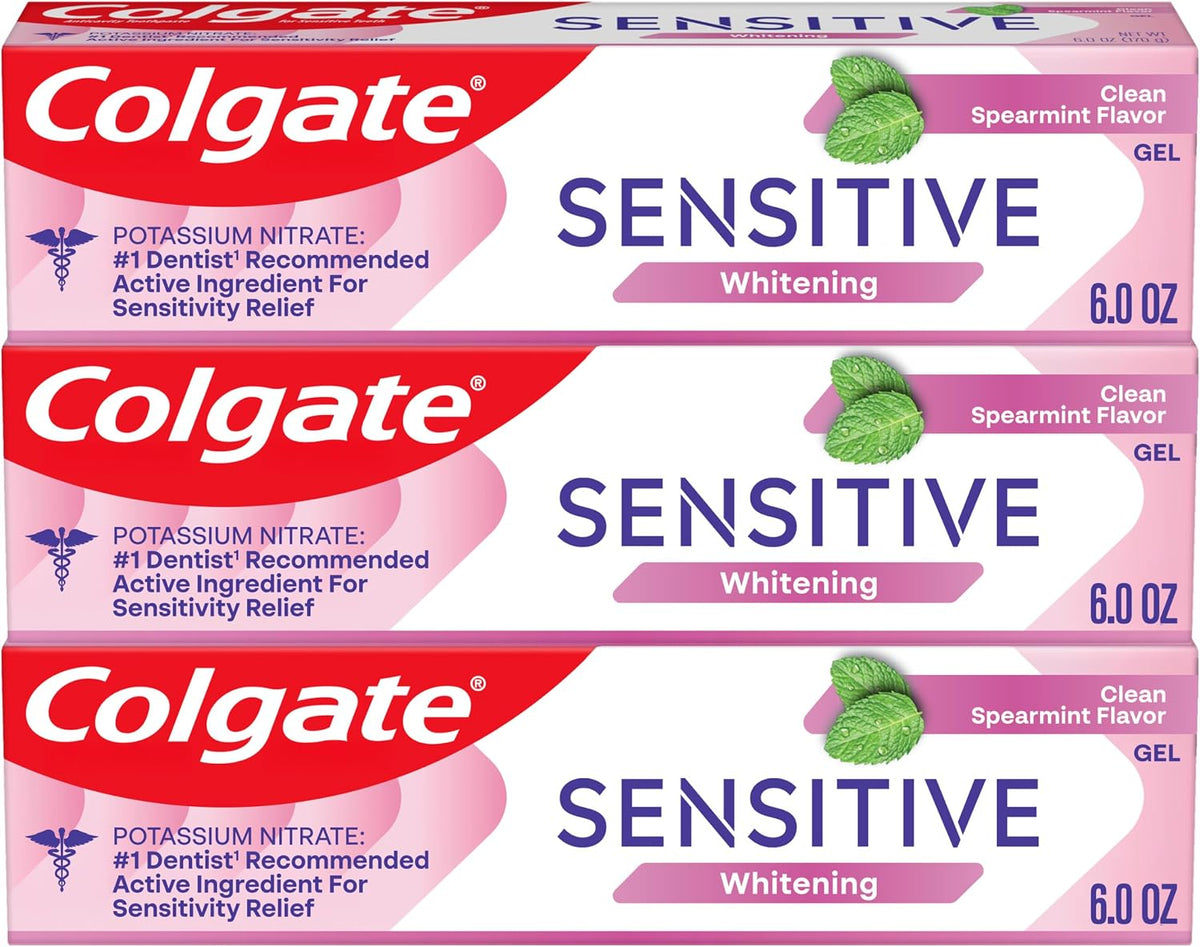 Colgate Sensitive Whitening Max Strength Toothpaste, Fresh Mint, 170 g (6 oz), Pack of 3 — product view