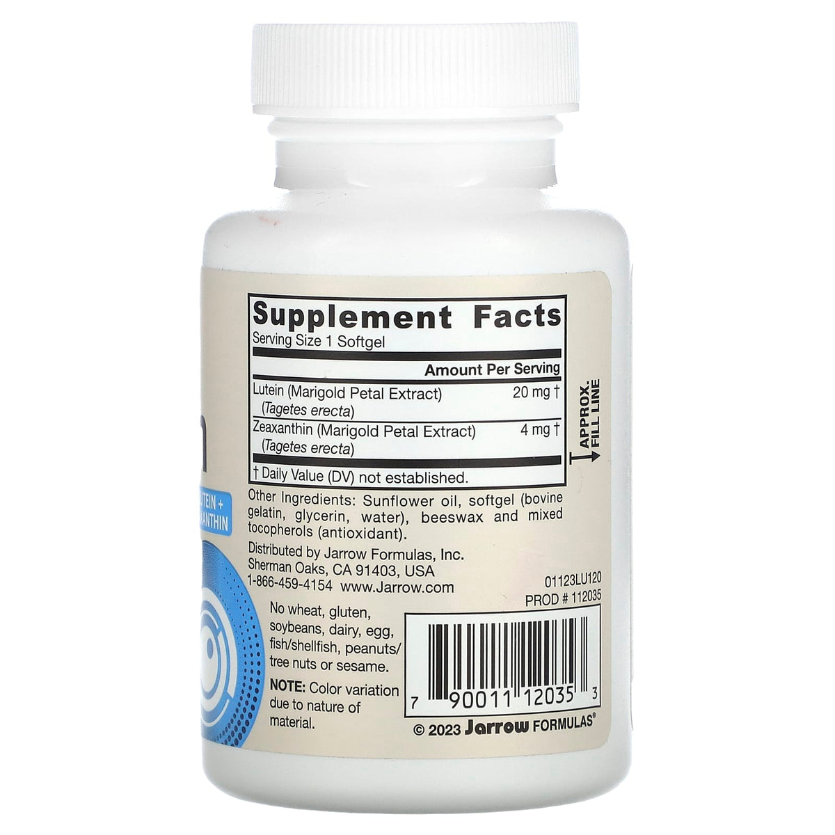 Jarrow Formulas Lutein 20 mg + Zeaxanthin 4 mg, 120 Softgels - view 2