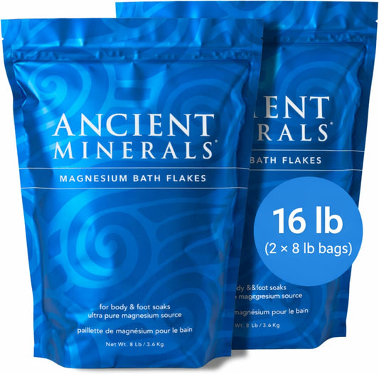 Ancient Minerals Magnesium Bath Flakes, Zechstein Magnesium Chloride, 16 lb
