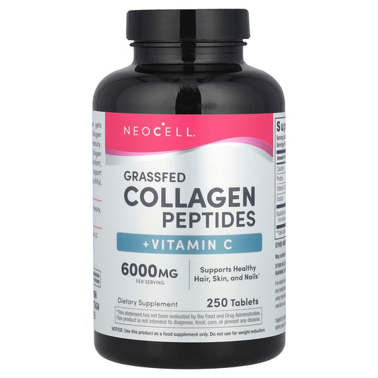 NeoCell Grassfed Collagen Peptides + Vitamin C, 250 Tablets