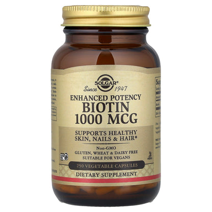 Solgar Biotin, 1,000 mcg, 250 Vegetable Capsules