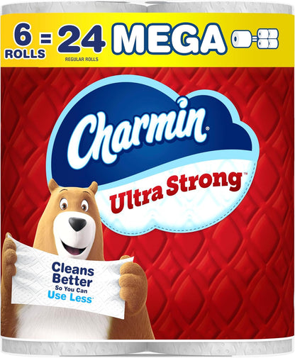 Charmin Ultra Strong Toilet Paper, 6 Mega Rolls, 2-Ply (220 Sheets)