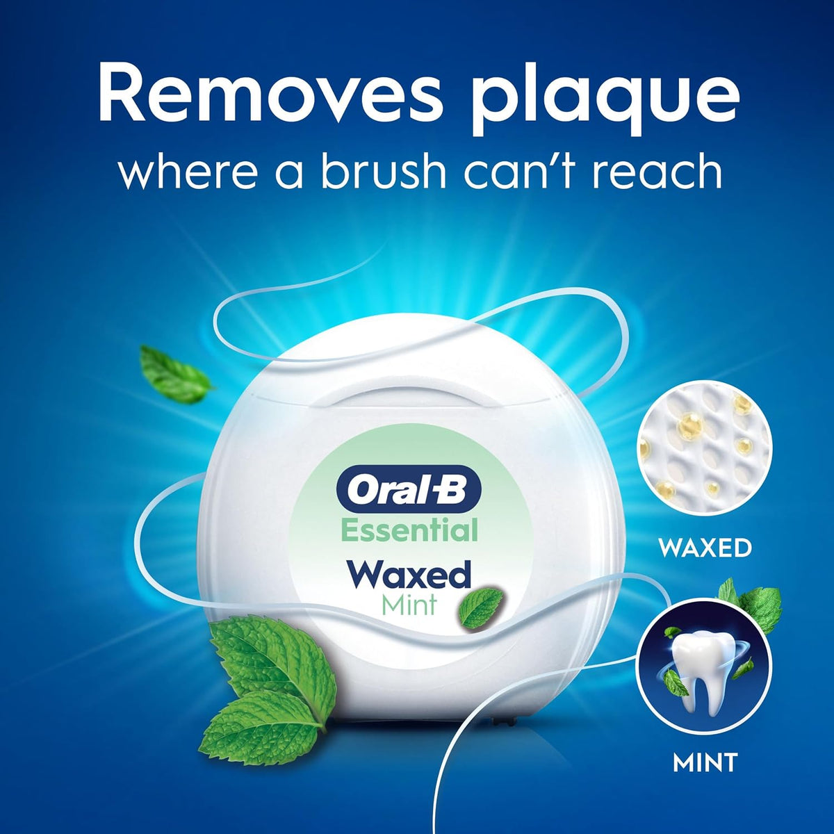 Oral-B EssentialFloss Mint Waxed Dental Floss, 2 Pack, 50 m Each — alternate product view