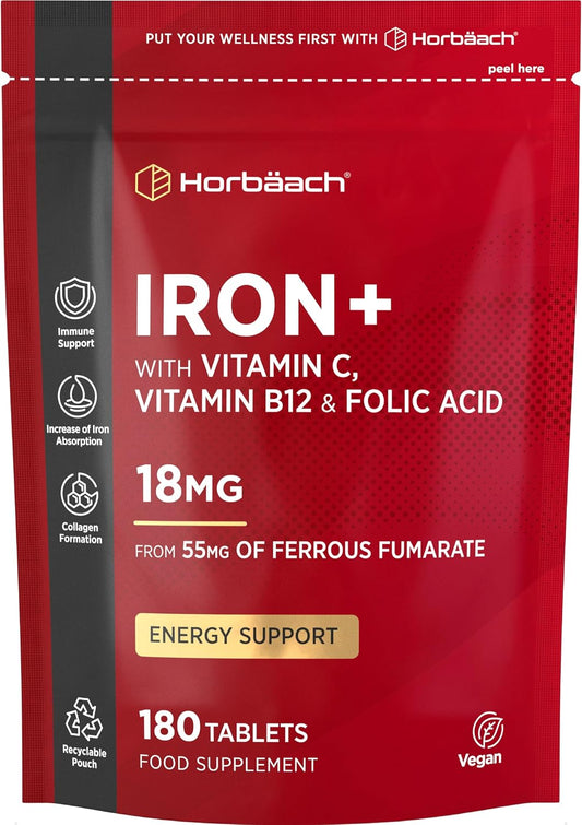 Horbäach Iron Complex 18mg Tablets with Vitamin C, B12 & Folic Acid
