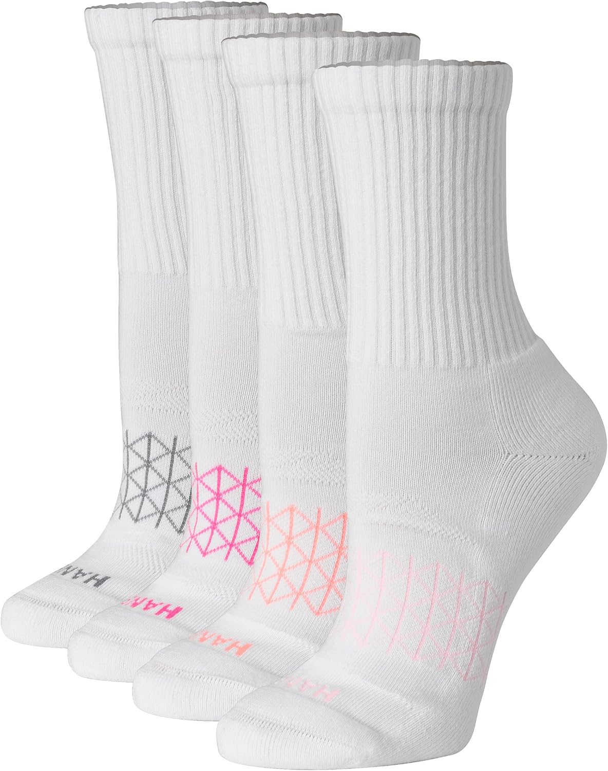 Hanes Women's Absolute Active Cushioned Crew Socks, 4 Pairs