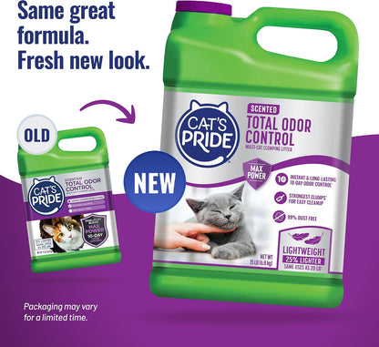 Cat's Pride Max Power Total Odor Control Clumping Litter, Scented, 15 lb - view 2