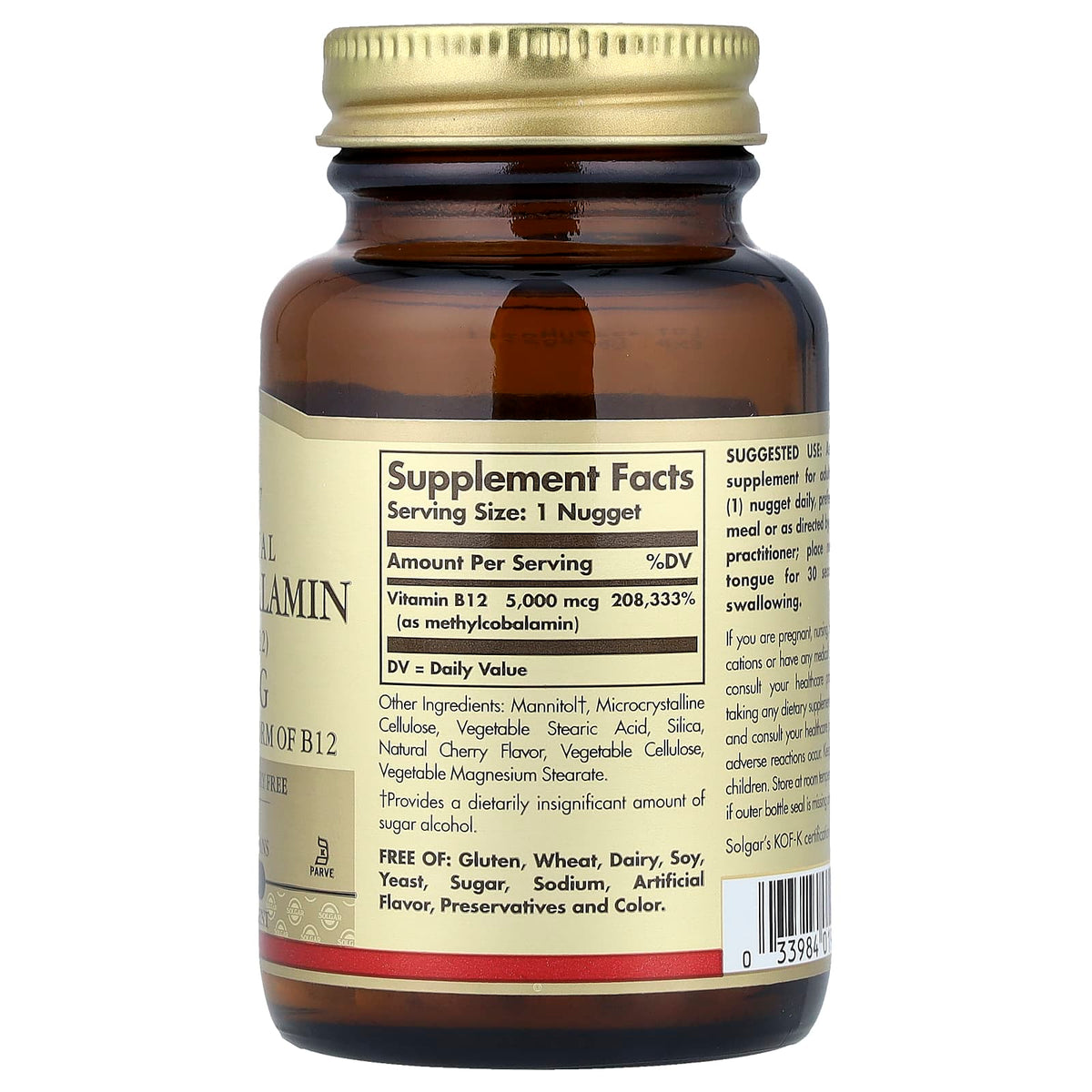 Solgar Sublingual Methylcobalamin (Vitamin B12) 5,000 mcg 60 Nuggets - view 2
