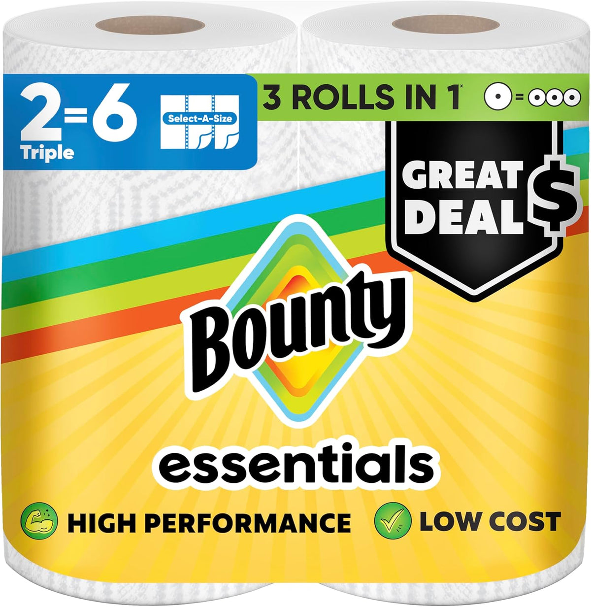 Bounty Essentials Select-A-Size Paper Towels, 2 Triple Rolls — product view