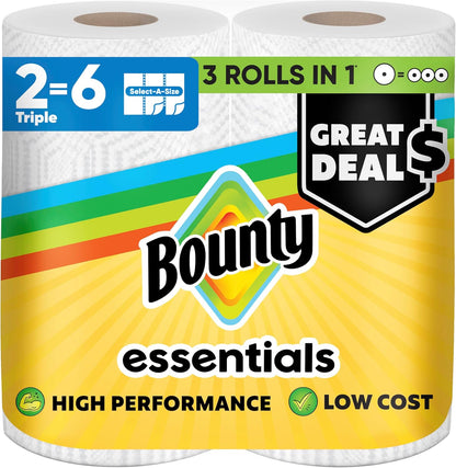 Bounty Essentials Select-A-Size Paper Towels, 2 Triple Rolls