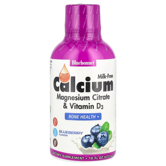 Bluebonnet Liquid Calcium Magnesium Citrate & Vitamin D3, Blueberry, 473 ml