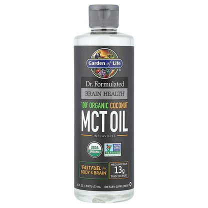Garden of Life Dr. Formulated Brain Health 100% Organic Coconut MCT Oil, 473 ml