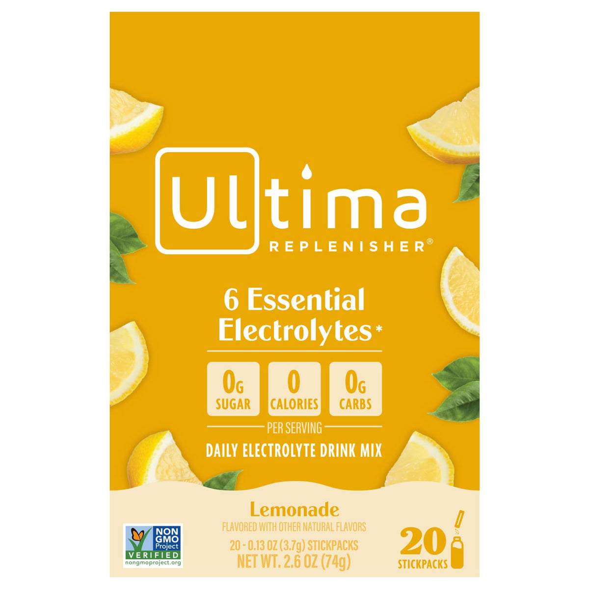 Ultima Replenisher Daily Electrolyte Drink Mix Lemonade 20 Stickpacks