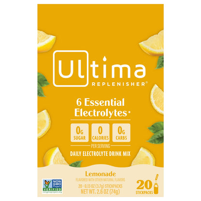 Ultima Replenisher Daily Electrolyte Drink Mix Lemonade 20 Stickpacks