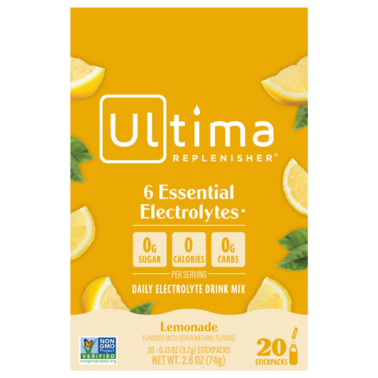 Ultima Replenisher Daily Electrolyte Drink Mix Lemonade 20 Stickpacks