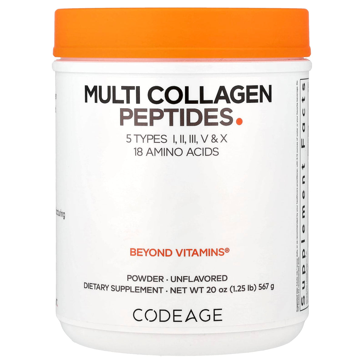 Codeage Multi Collagen Peptides Powder, Unflavoured, 567 g (20 oz) — product view