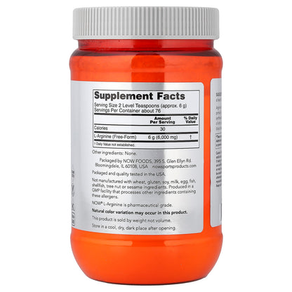NOW Foods Sports L-Arginine Powder, 454 g (1 lb) - view 2