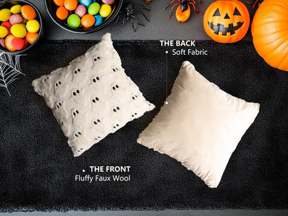 4TH Emotion Halloween Ghost Cushion Covers, 18 x 18 Inch, Set of 2, Beige - view 5