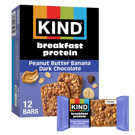 KIND Breakfast Protein Bars, Peanut Butter Banana Dark Chocolate, 6 Packs