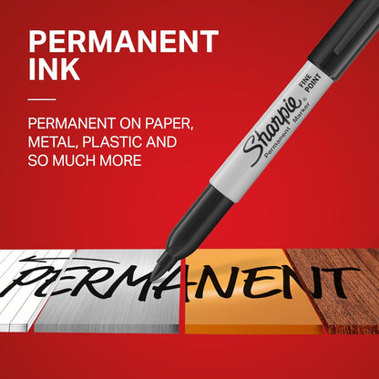 Sharpie Permanent Markers, Fine Tip, Black, 12 Count - view 2