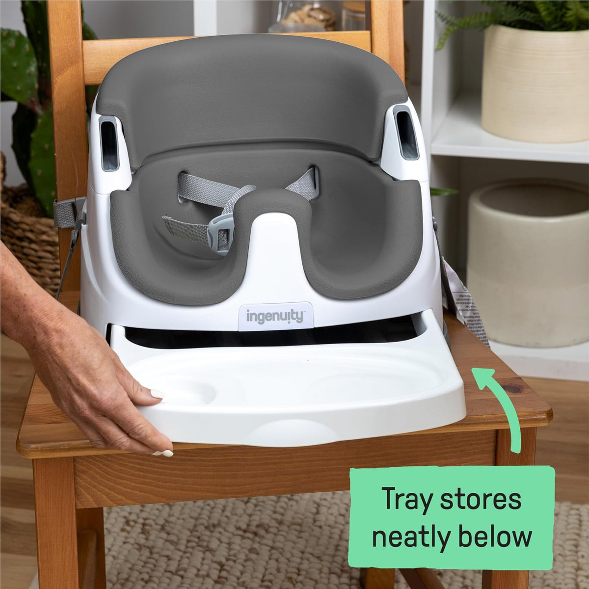 Ingenuity Baby Base 2-in-1 Booster Feeding and Floor Seat, Slate - view 5