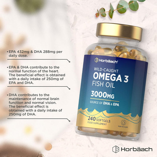 Horbäach Omega 3 High Strength Fish Oil 3000mg, 240 Softgels - view 2