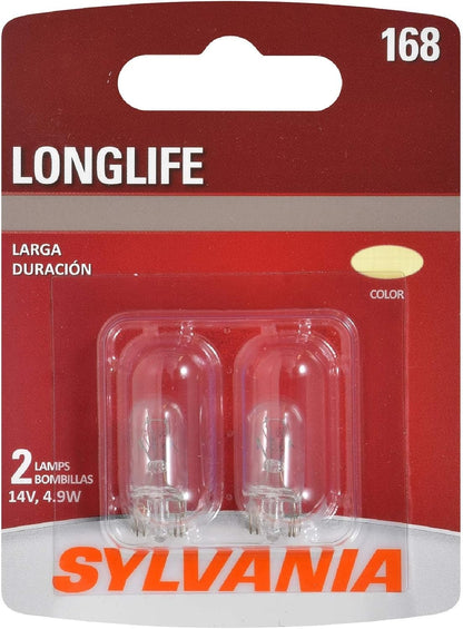 SYLVANIA 168 Long Life Miniature Bulb, Pack of 2
