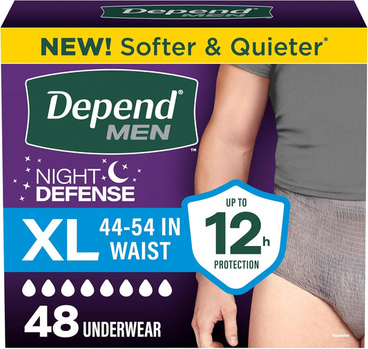 Depend Night Defense Incontinence Underwear for Men, XL, 48 Count