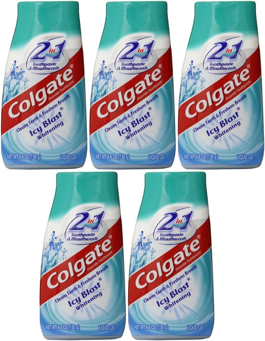 Colgate 2-in-1 Whitening Toothpaste & Mouthwash, ICY Blast, 4.6 oz, Pack of 5