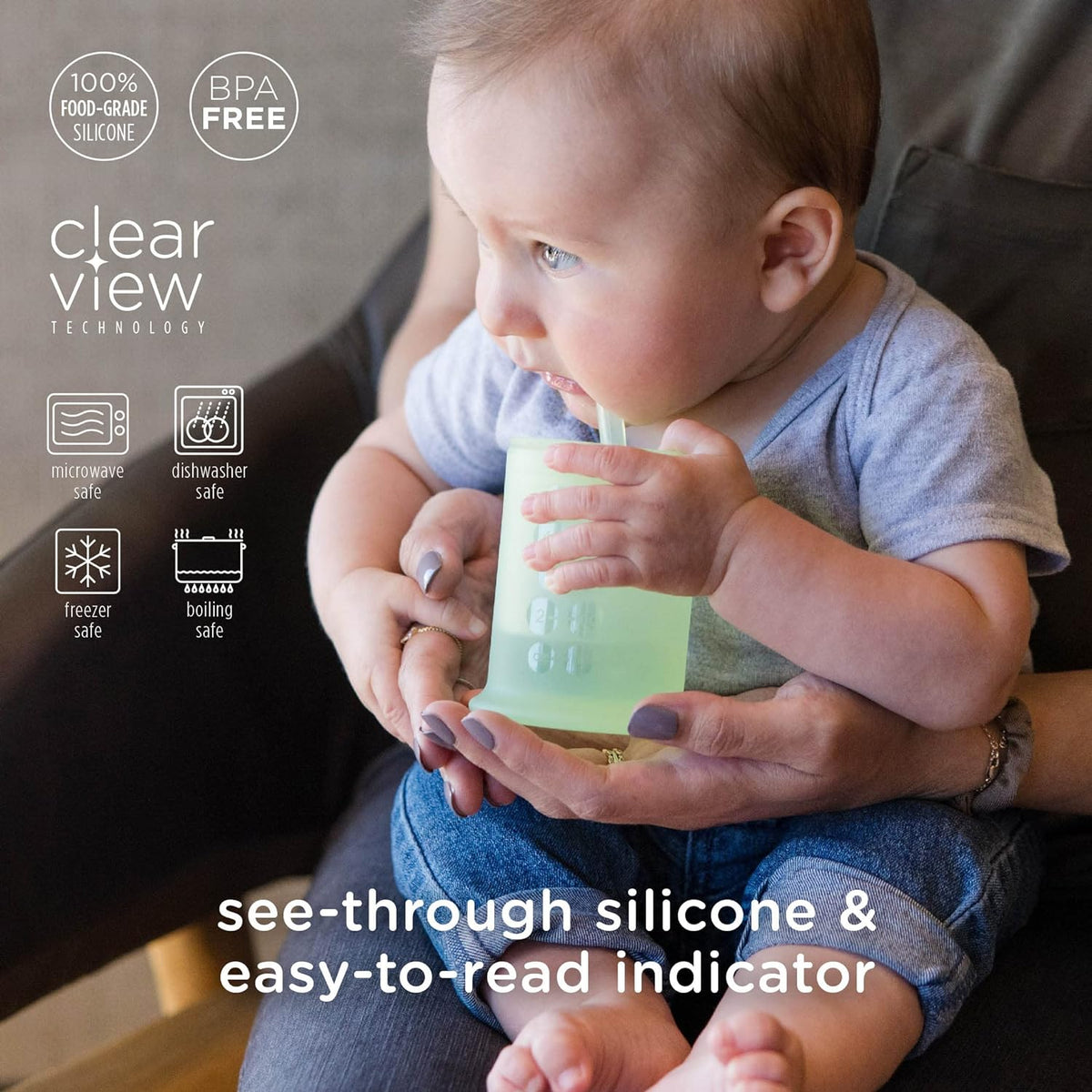Olababy Silicone Straw Training Cup, Mint, 5 oz - view 3