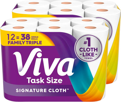 Viva Signature Cloth Paper Towels 12 Family Triple Rolls, 141 Sheets per Roll