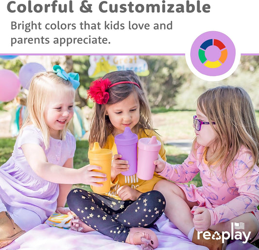 Re-Play Spill-Proof Sippy Cups for Toddlers, 10 oz, Set of 4, True Blue - view 2