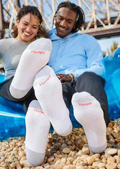 Hanes Women’s Value Ankle Soft Moisture-Wicking Socks, 10 Pack, White, 5-9 US - view 2