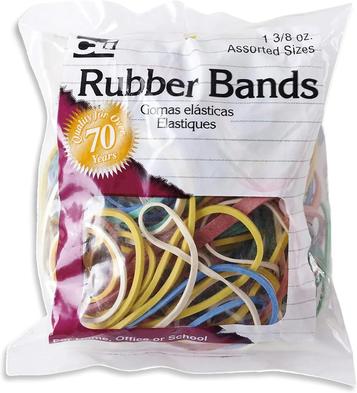 Charles Leonard Rubber Bands, Assorted Sizes and Colours, 1 3/8 oz Bag — product view