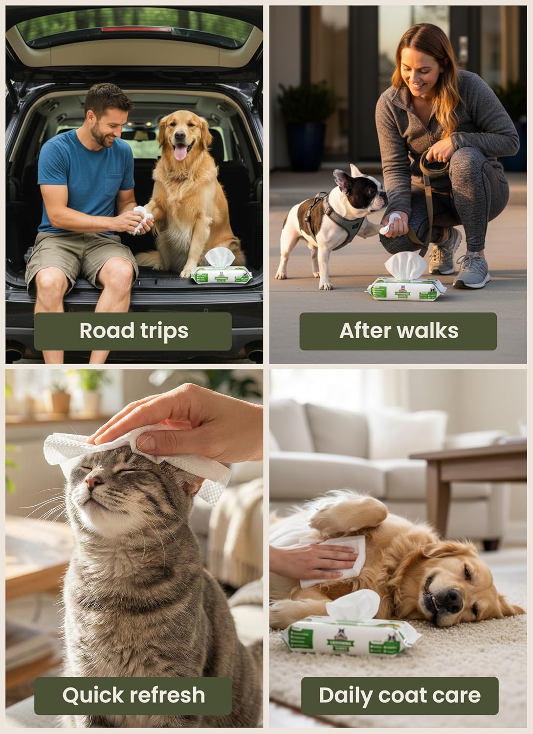 Pogi's Dog Grooming Wipes for Paws and Bum, Fragrance Free, 100 Wipes - view 4