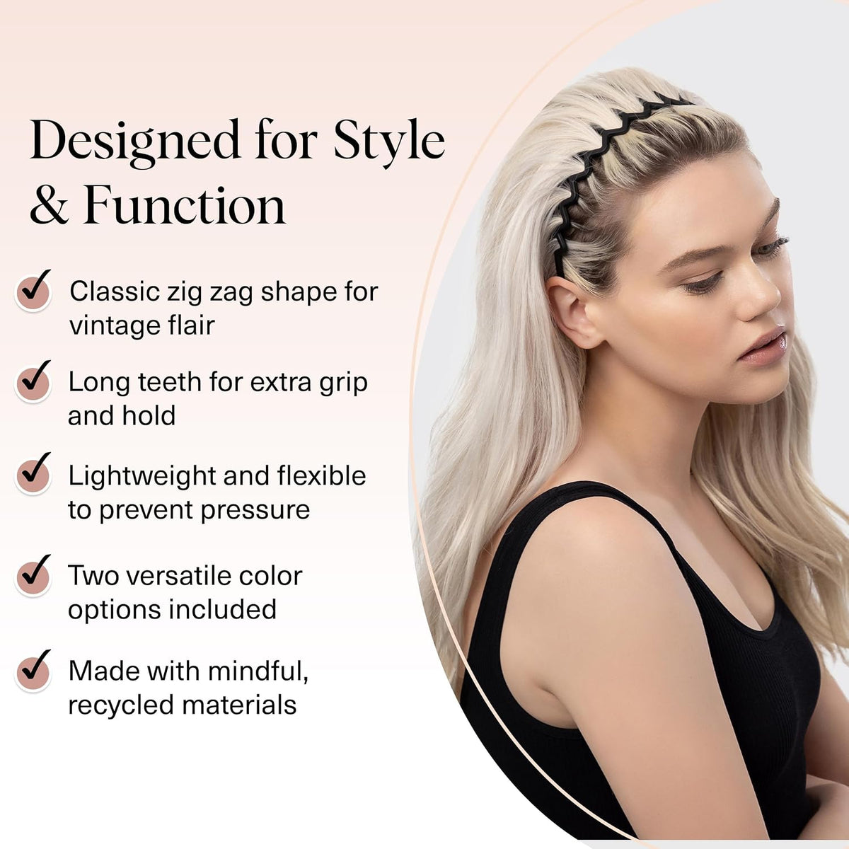Kitsch Zig Zag Headbands, Tortoise & Black, Pack of 2 - view 4