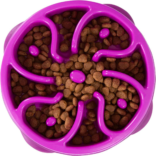 Outward Hound Fun Feeder Slo Bowl Dog Slow Feeder, Flower, Purple, 8.5 Inch